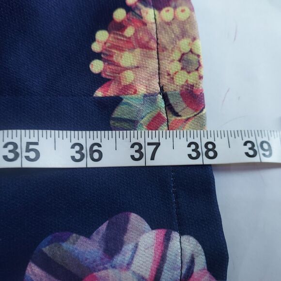 FROCK SHOP Blue Floral Print Fit n Flare Dress w Pockets Womens Size Small Flowy - Picture 10 of 10